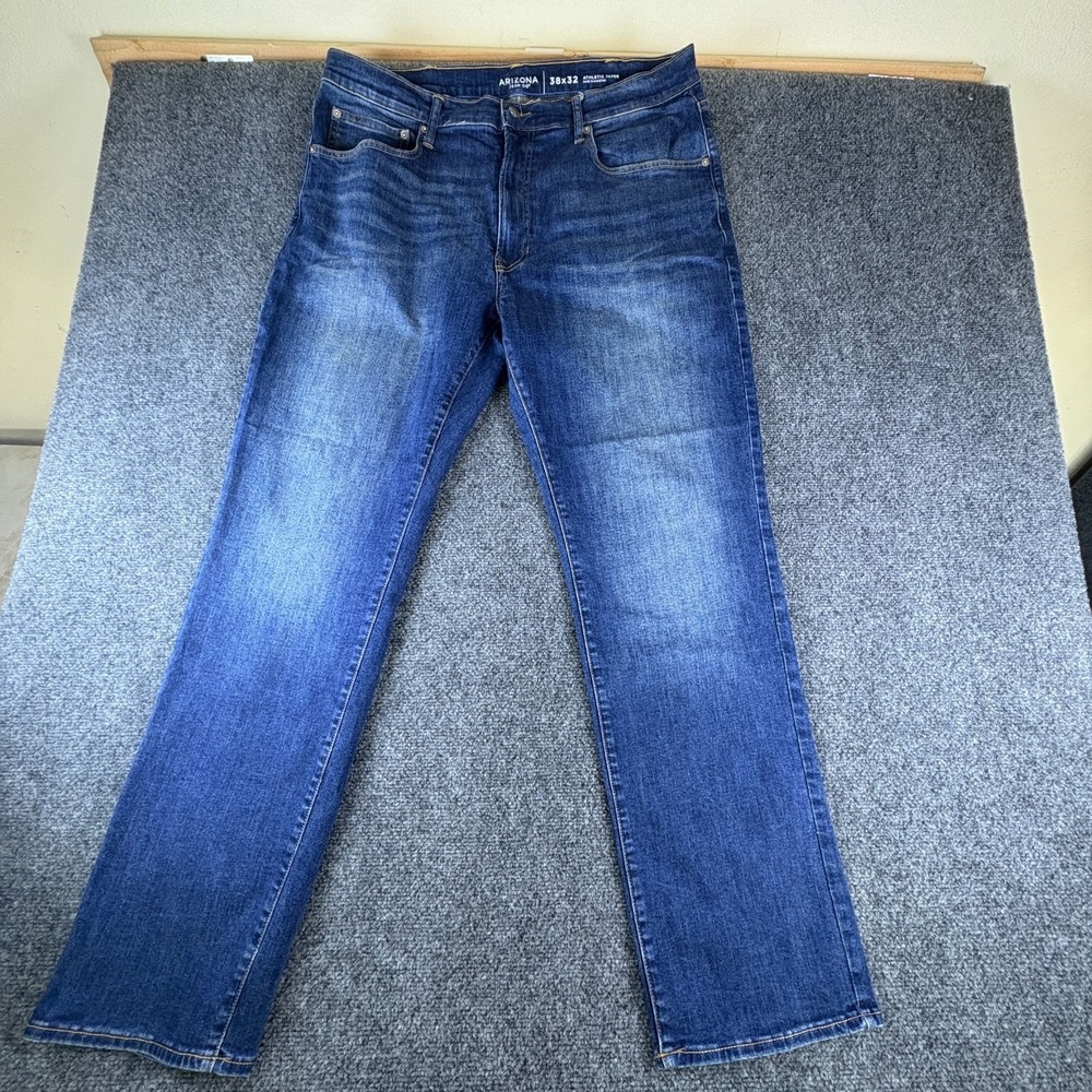 Arizona Jean Co Athletic Taper Jeans Men 37x31 Blue Denim Cotton Casual Mid Rise